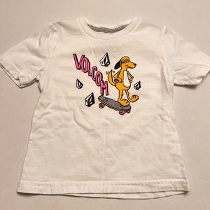 Kids Volcom shirt with skateboarding dog